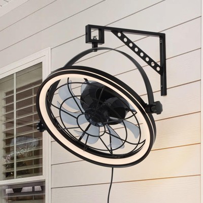 Ludomide 23.2 Inch Indoor Wall Mount Fan, 6-Speed Wall Fan With Remote And LED Light, Industrial Wall Mounted Fan 7 Blades