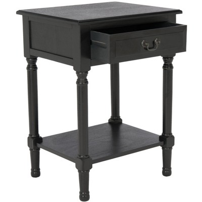 Whitney Black Wood Rectangular Accent Table with Storage