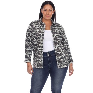 Plus Size Camo Denim Jacket - White Mark - 1 of 4