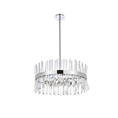 Serephina 25" Chrome Crystal Round Pendant Light