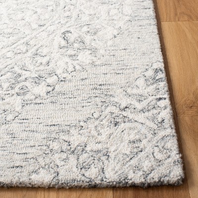 Handmade Gray Wool Square Tufted Rug, 6' x 6'