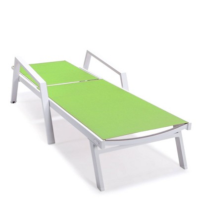 Green Aluminum Patio Chaise Lounge Chair with Armrests