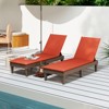 Tangkula 2PCS Patio Lounge Chair Recliner Chair w/ 3-Position Adjustable Backrest & Cushion Brown & Orange - 2 of 4