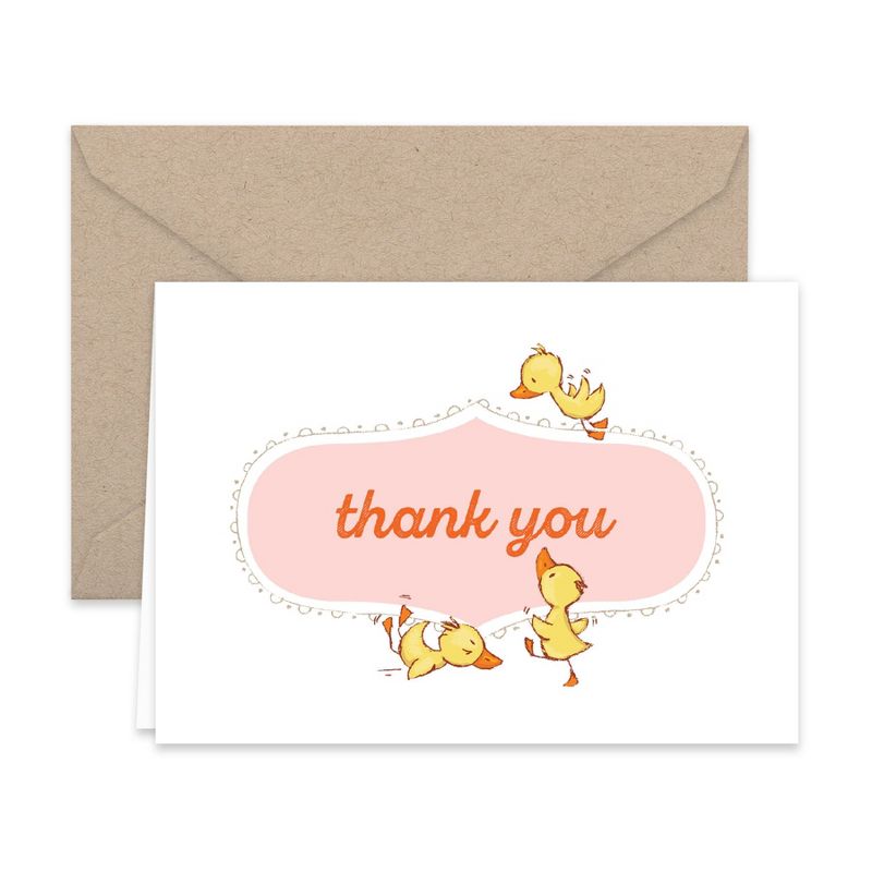 Paper Frenzy Spring Bear and Ducks Thank You Note Card Collection 25 pack with Kraft Envelopes, 3 of 7