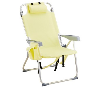 VisioGear Folding Beach Chair with Side Pouches, Portable Beach Chair for Outdoor, Yellow, 24.8"*27.56"*38.98" - 1 of 4