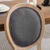 Set of 2 Beige French Style Solid Wood Frame Antique Painting Linen Fabric Back Dining Chair - 3 of 4