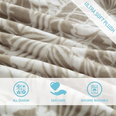 Costa Blanca Beige Twin Reversible Fleece Blanket