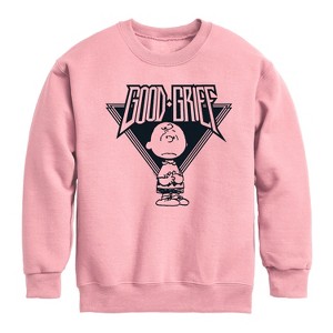 Boys' - Peanuts - Good Grief Rock Graphic Long Sleeve Fleece Sweatshirt - 1 of 4