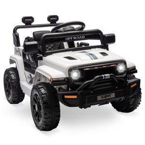 Red 12V Ride On Truck Car For Kids With Remote Control Bluetooth Speaker Led Lights Two Driving Modes And Safety Features Red - 1 of 4