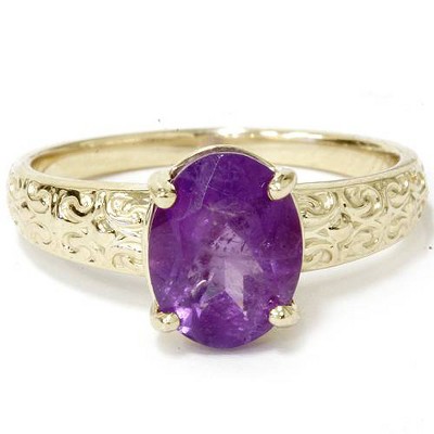 Pompeii3 2ct Oval Amethyst Vintage Ring 14K Yellow Gold