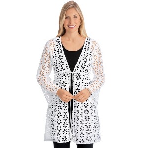 Collections Etc Eyelet Tie Waist Jacket - 1 of 4