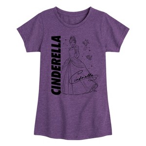 Girls' - Disney Princess - Cinderella with Birds Fitted Short Sleeve Graphic T-Shirt - 1 of 4