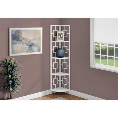 TOAOTBNBO 4 Tier Bookcase Storage Organizer, Space-saving Grid Bookshelf with Metal Legs Narrow Standing Corner Shelves for Office, White