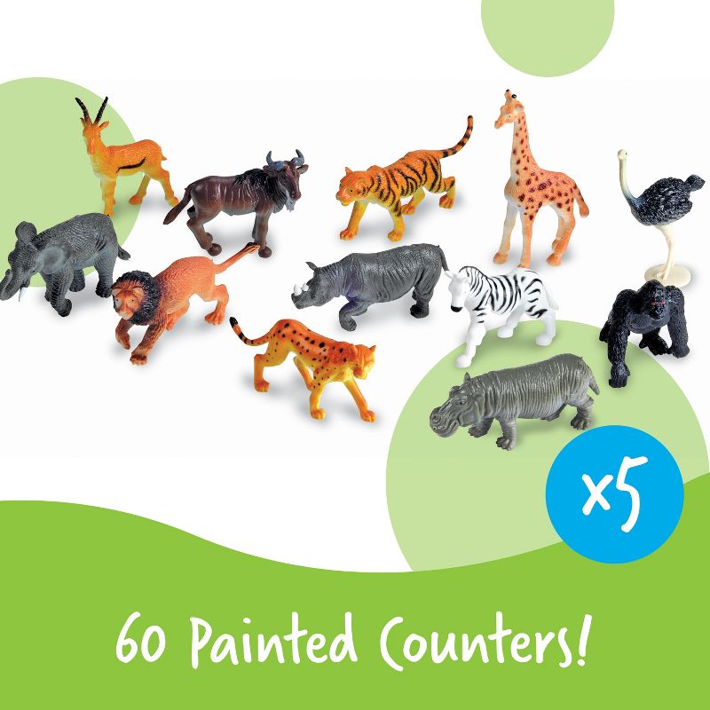 Learning Resources Jungle Animal Counters - 60 Pieces, Ages 3+ Toddler Learning Toys, Educational Counting and Sorting Toys, 3 of 7