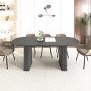 Gulches Black Extendable Oval Dining Table 4-8 People Wooden Strip Base MDF Kitchen Family Living Room Table - 4 of 4