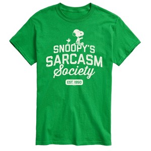 Men's - Peanuts - Snoopy Sarcasm Society Short Sleeve Graphic T-Shirt - 1 of 4