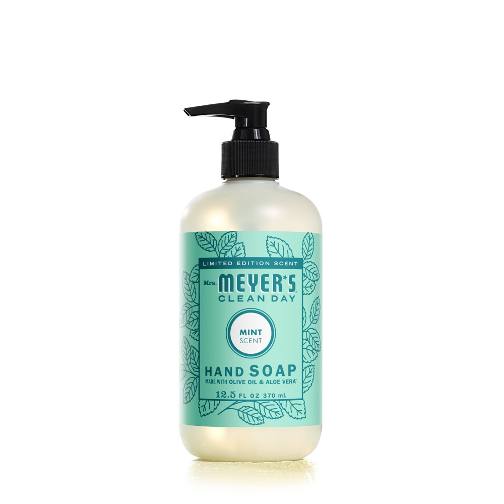 Mrs. Meyer's Clean Day Liquid Hand Soap Bottle, Mint Scent, 12.5 fl oz