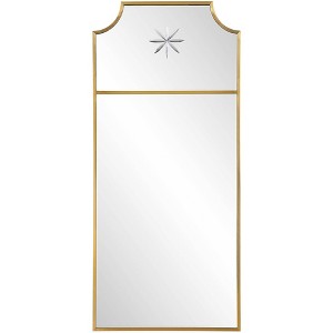 Uttermost Rectangular Vanity Decorative Wall Mirror Curved Corner Satin Brushed Brass Frame 18" Wide Bathroom Bedroom Living Room - 1 of 1