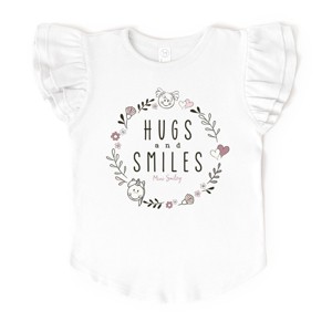 The Juniper Shop Mini Smiley Hugs and Smiles Flutter Sleeve Tee - 1 of 4