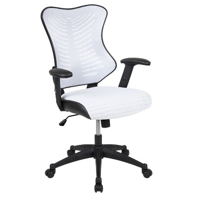 Office Star Ventilated Manager's Office Desk Chair with Breathable Mesh  Seat and Back, White Base, White