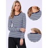 INSPIRE CHIC Women's Striped Long Sleeve Crew Neck Slim Fit Color Block T-Shirts - 2 of 4