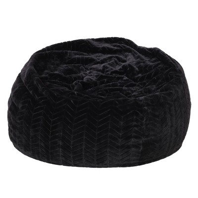 3' Knox Modern Faux Fur Bean Bag Cover Only Black Chevron Pattern - Christopher Knight Home