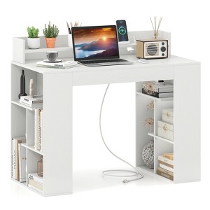 Tangkula 43" Computer Desk w/ Built-in Charge Station Home Office Desk w/ Monitor Shelf Cable Hole - 1 of 4