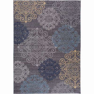 World Rug Gallery Modern Swirl Design Non-Slip (Non-Skid) Gray 24