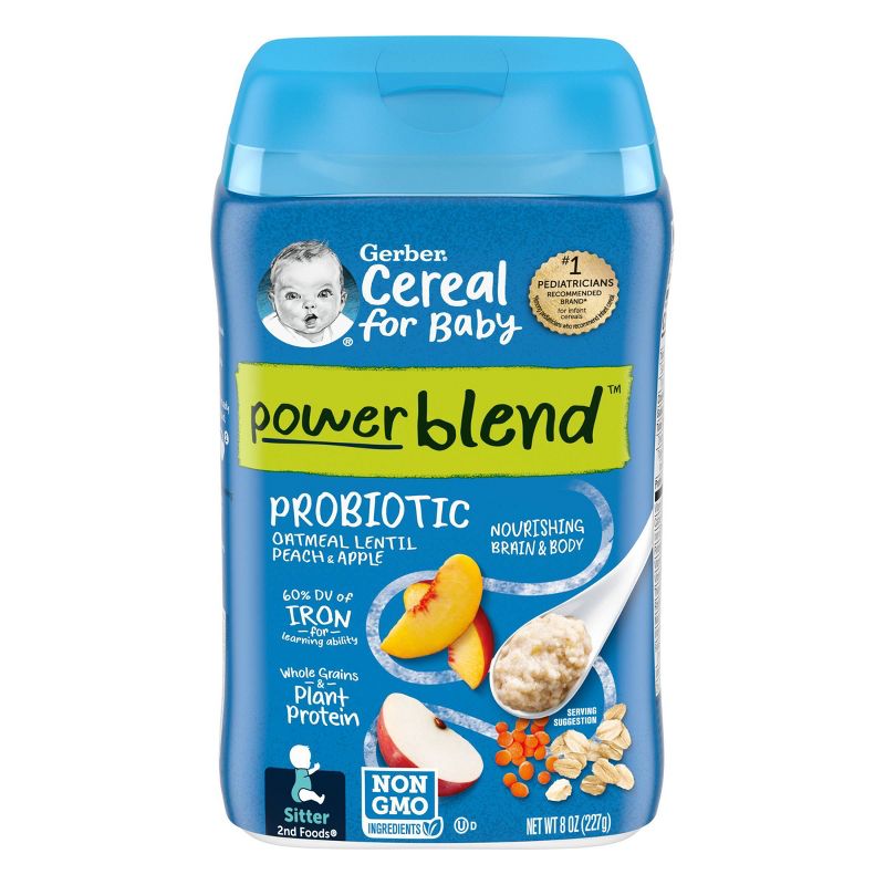 Gerber Probiotic Oatmeal &#38; Peach Apple Baby Cereal - 8oz, 1 of 12