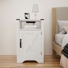 NicBex Nightstand with Charging Station and Open Storage Shelf Modern End Table with Door and Metal Handle for Bedroom,Living Room - 2 of 4
