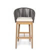 Christopher Knight Home Muntz Outdoor Acacia Wood Bar Stool with Rope Back and Cushion (Set of 2) - 4 of 4