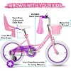 Weize Kids Bike 14 Inch Girls Bicycle for Age 3-5 Years Old, Pink Carbon Steel Frame Bikes with Adjustable Seat, Training Wheel, Basket, and Doll Seat - 2 of 4