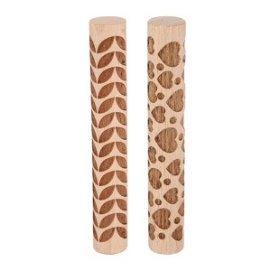 Unique Bargains Wood Clay Grain Texture Carved Fine Baking DIY Rolling Pins 2 Pcs - 1 of 4