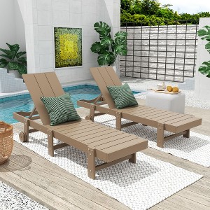 WestinTrends Ashore Modern Poly Reclining Chaise Lounge With Wheels (Set of 2pcs) - 1 of 3