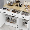 Sideboard Buffet Cabinet, Wooden Storage Cabinet with 3 Drawers, Modern Coffee Bar Cabinet, Freestanding Floor Cabinet for Kitchen Living Room - 3 of 4