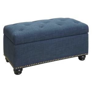 7Th Avenue Storage Ottoman - Blue Fabric - Johar Furniture