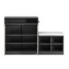 Shoe Cabinet with Bench, 2 Slatted Doors and 3-Tier Adjustable Shelves, Entryway Bench with 4 Open Shoe Racks and Removeble Cushion - 4 of 4