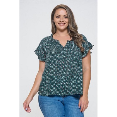 WEST K Women's Eliza Plus Size Ruffle Short Sleeve Blouse