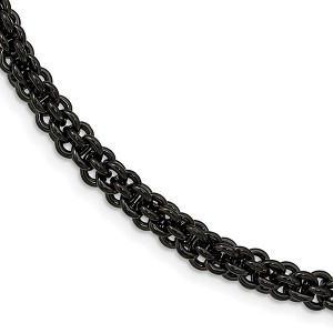 Black Bow Jewelry 7mm Black Plated Stainless Steel Fancy Link Chain Necklace, 24 inch - 1 of 4