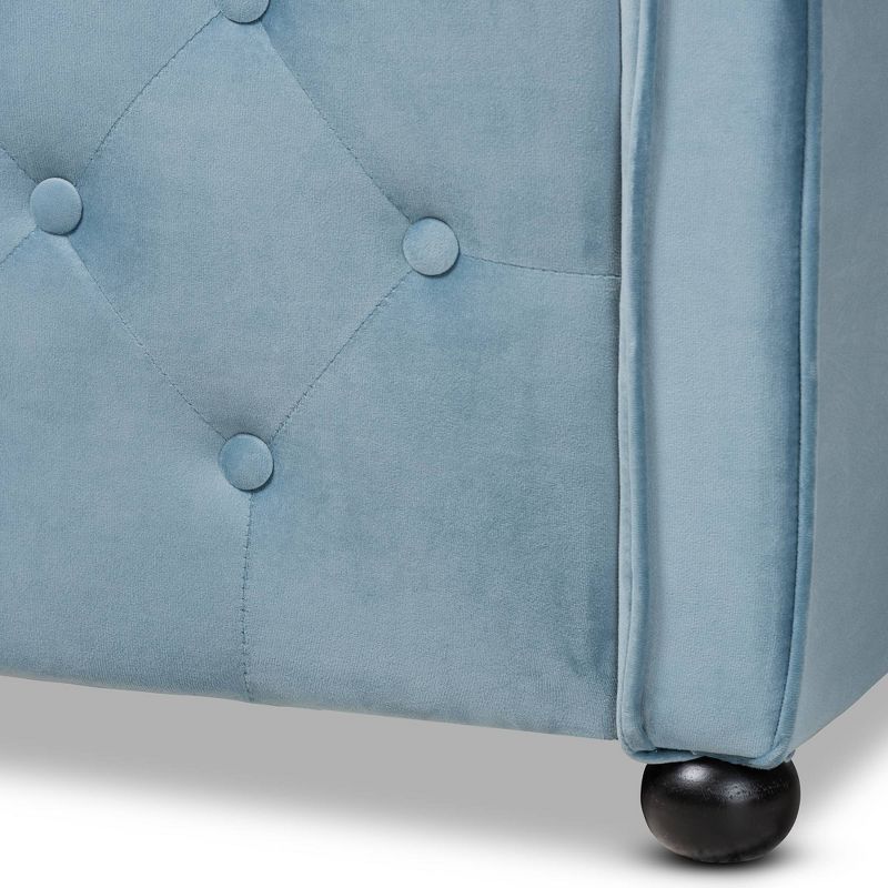 Freda Velvet Fabric Upholstered Button Tufted Daybed - Baxton Studio, 6 of 9