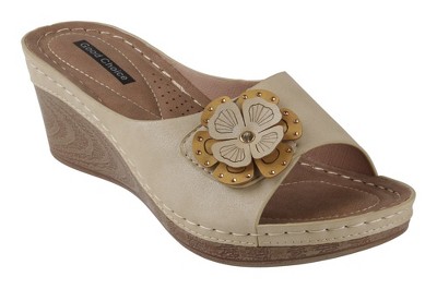 GC Shoes Naples Flower Comfort Slide Wedge Sandals