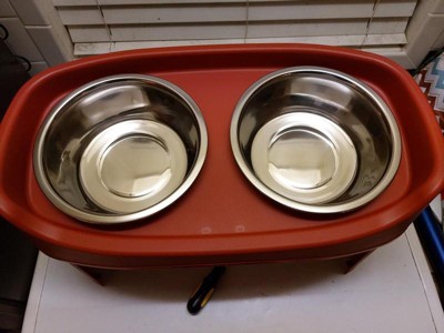 Iris Usa Large Plastic Elevated Dog Bowl With 2 Stainless Steel Bowls ,  Almond : Target