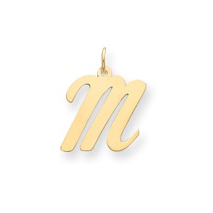 Black Bow Jewelry 14k Yellow Gold, Madison Collection, Medium Script Initial Pendant A-W - 1 of 4