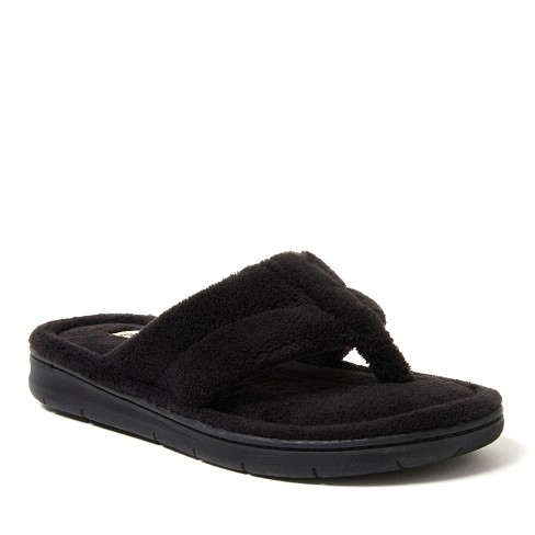 Dearfoams Women's Melanie Terry Thong Slipper, Black