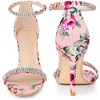Perphy Women's Rhinestone Straps Floral Print Ankle Strap Stiletto Heel Sandals - 2 of 3