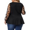 Agnes Orinda Women's Plus Size Heart Sheer Long Sleeve Mesh V Neck Peplum Blouse - 4 of 4