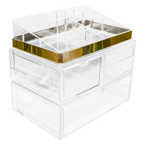 Sorbus Makeup Storage Organizer With Magnifying Mirror Clear Target