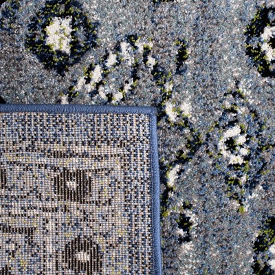 Elegant Vintage 8' x 10' Blue/Grey Synthetic Rectangular Rug