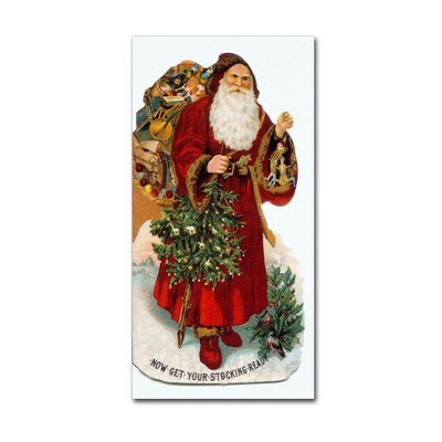 Vintage Santa Claus with Toys Framed Canvas Art, 16 x 32