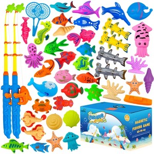 Kiditos 46PCS Magnetic Fishing Bath Toy Set with swimming fish, pool and water table toys for toddlers ages 3-6 - 1 of 2